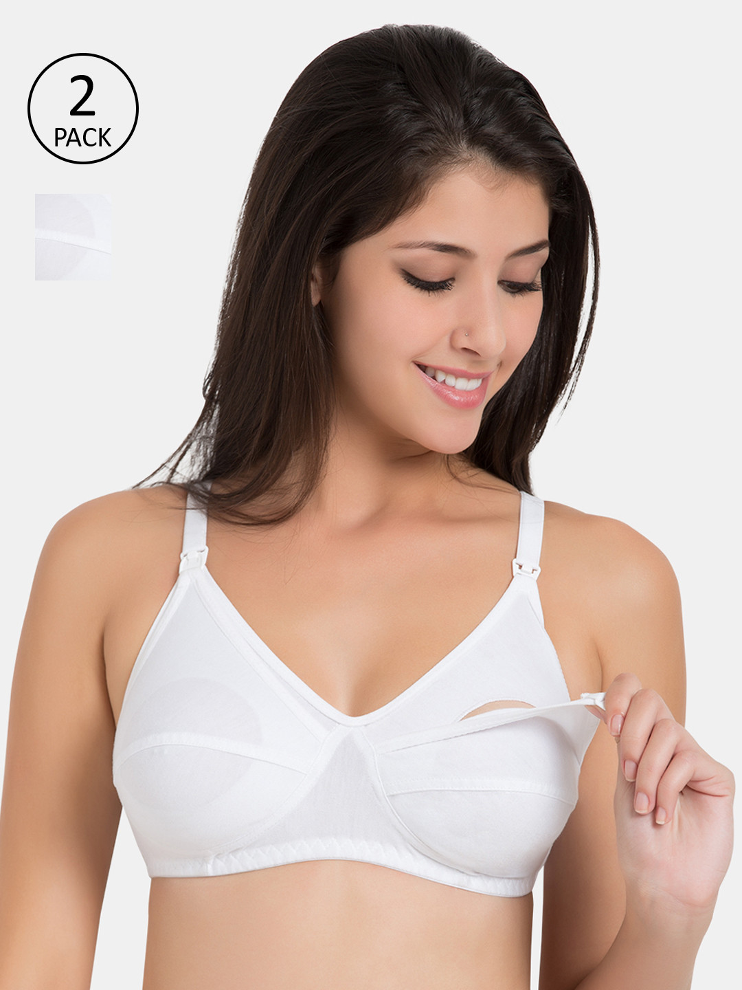 

Souminie Pack of 2 White Solid Non-Wired Non Padded Maternity Bras SLY-39-WH-2PC