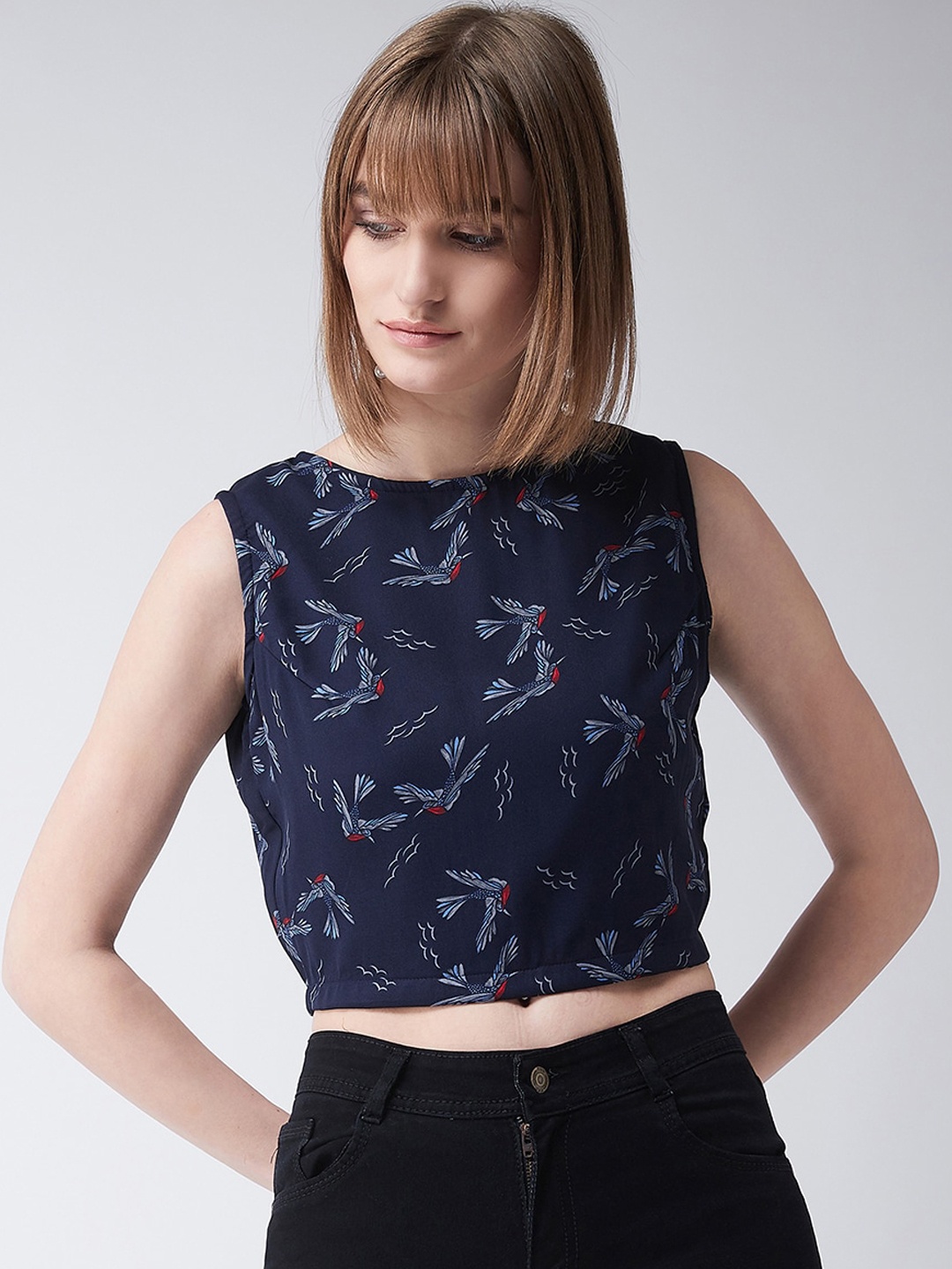 

Miss Chase Women Navy Blue Printed Top