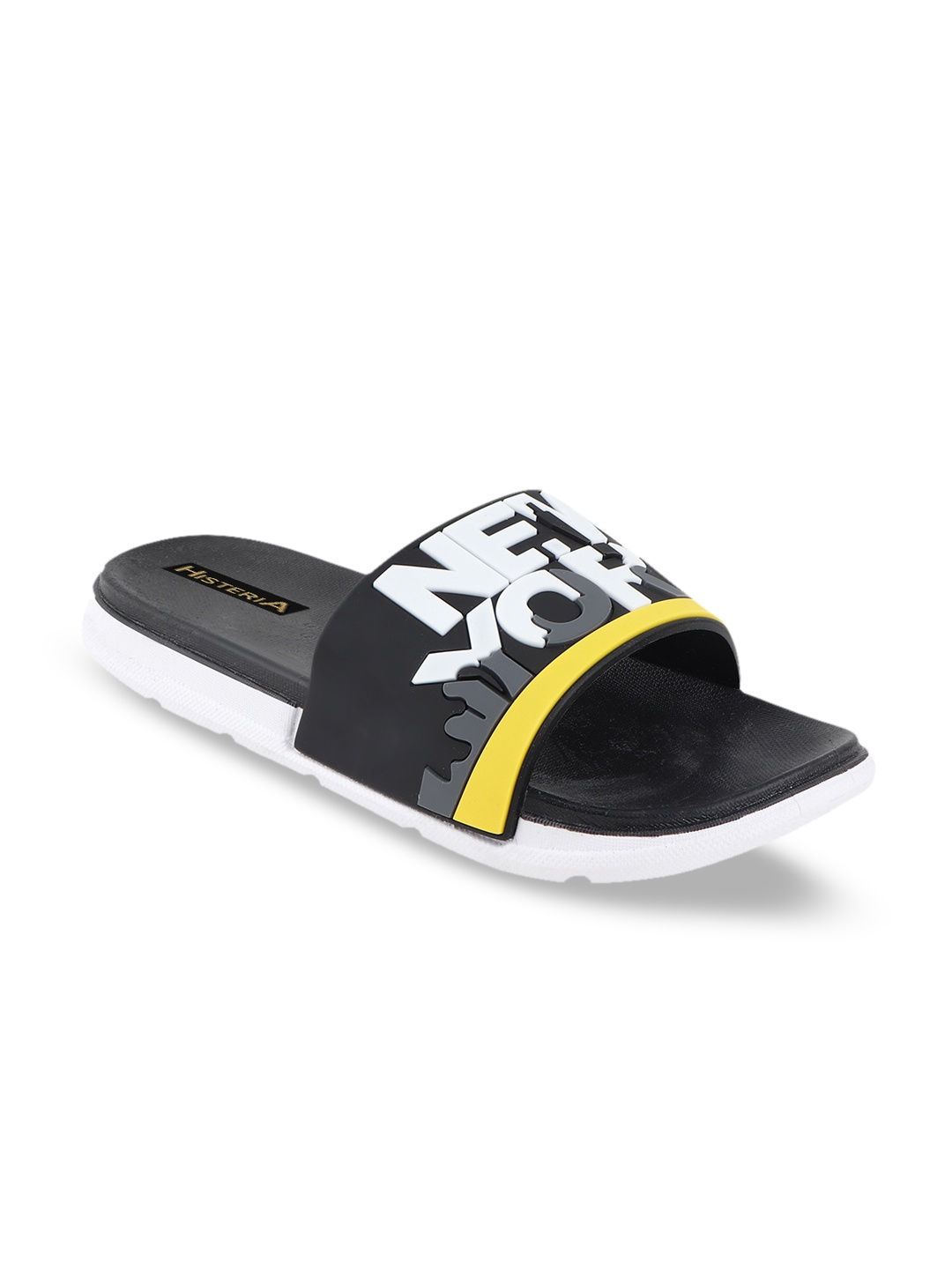 

Shoetopia Men Black Printed Sliders