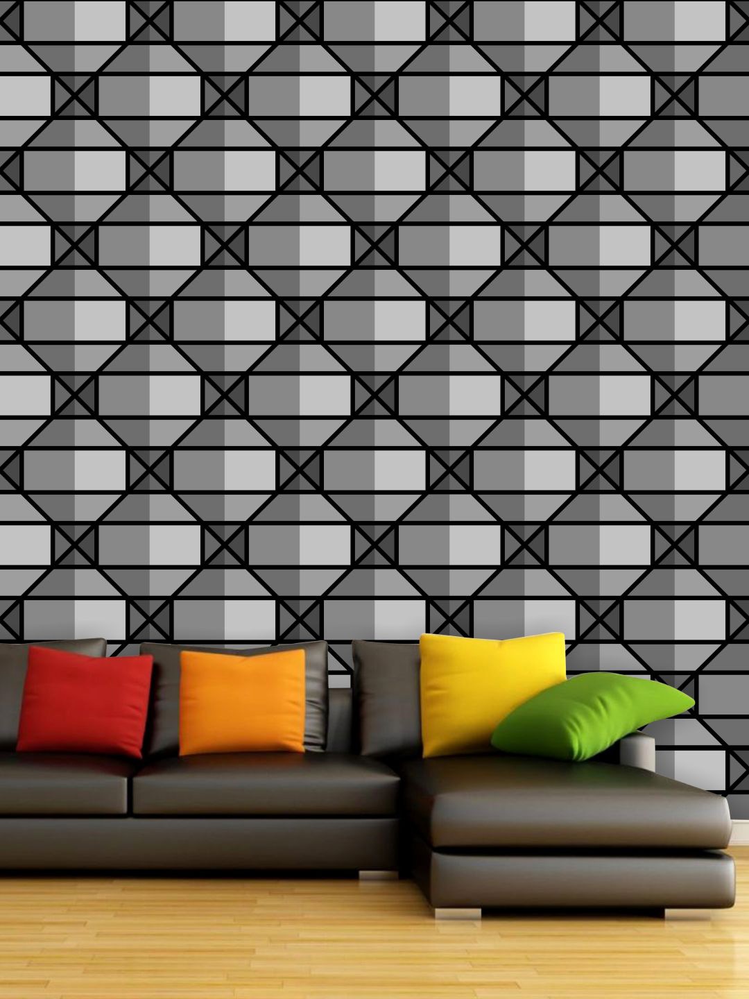 

PAPER PLANE DESIGN Black & Grey Geometric Waterproof Vinyl Wallpaper