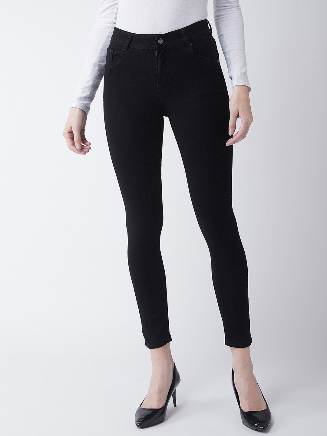 

Miss Chase Women Black Super Skinny Fit Mid-Rise Clean Look Stretchable Jeans