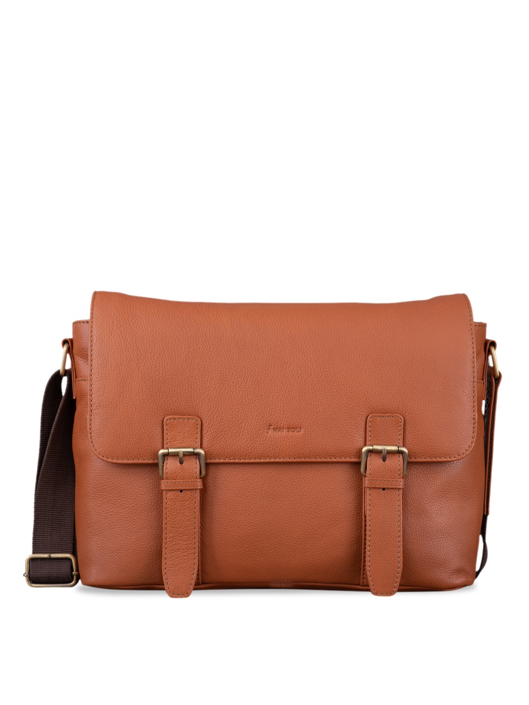 

MAI SOLI Men Brown Solid Pebbled Leather Messenger Bag