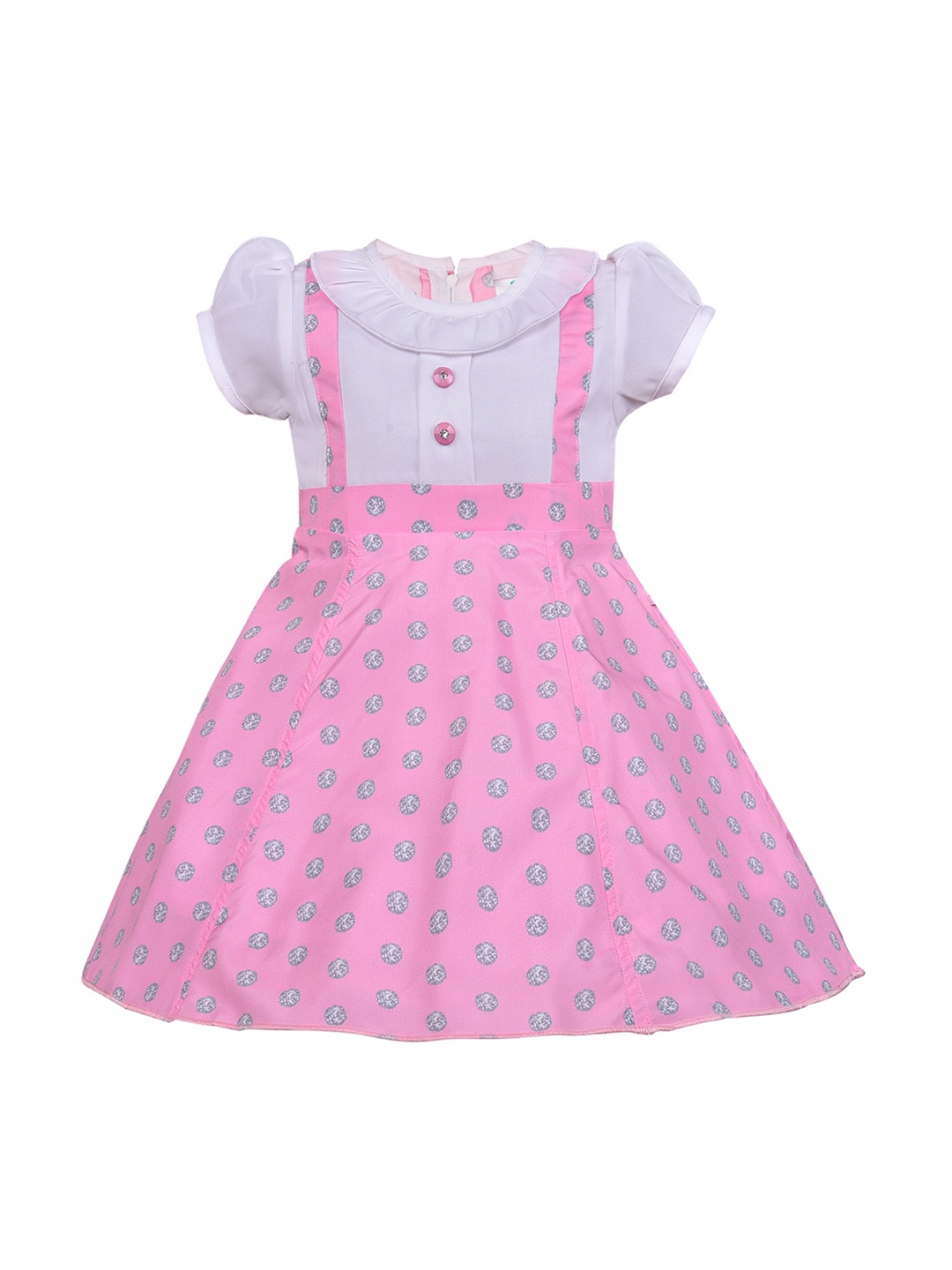 

Wish Karo Girls Pink & White Printed Fit and Flare Dress