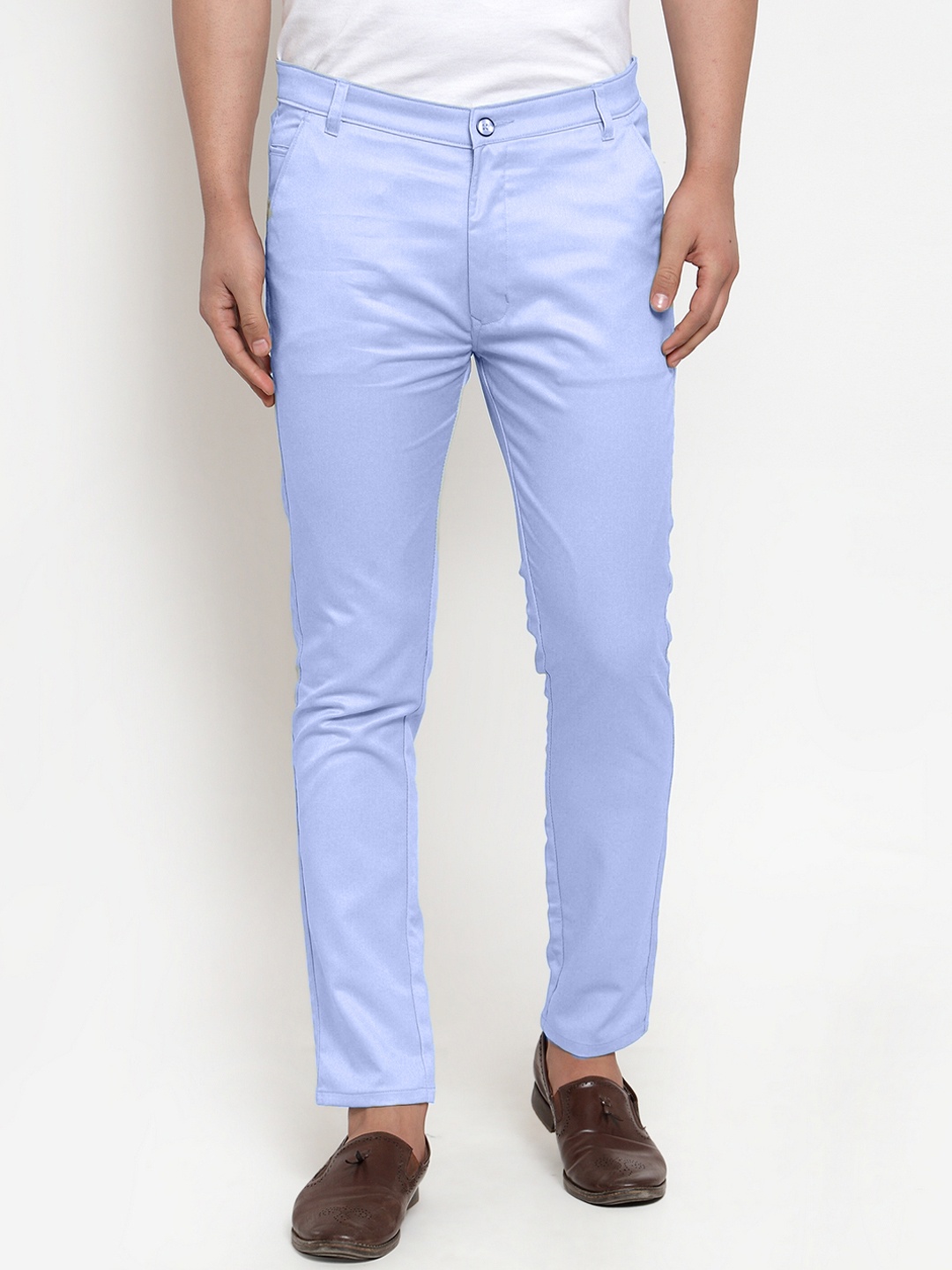

JAINISH Men Blue Smart Slim Fit Solid Regular Trousers