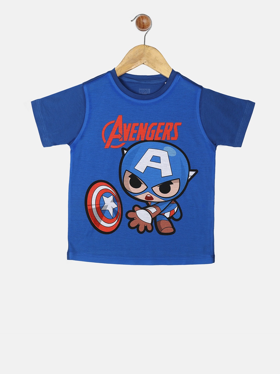 

YK Marvel Boys Blue Avengers Captain America Printed Round Neck T-shirt
