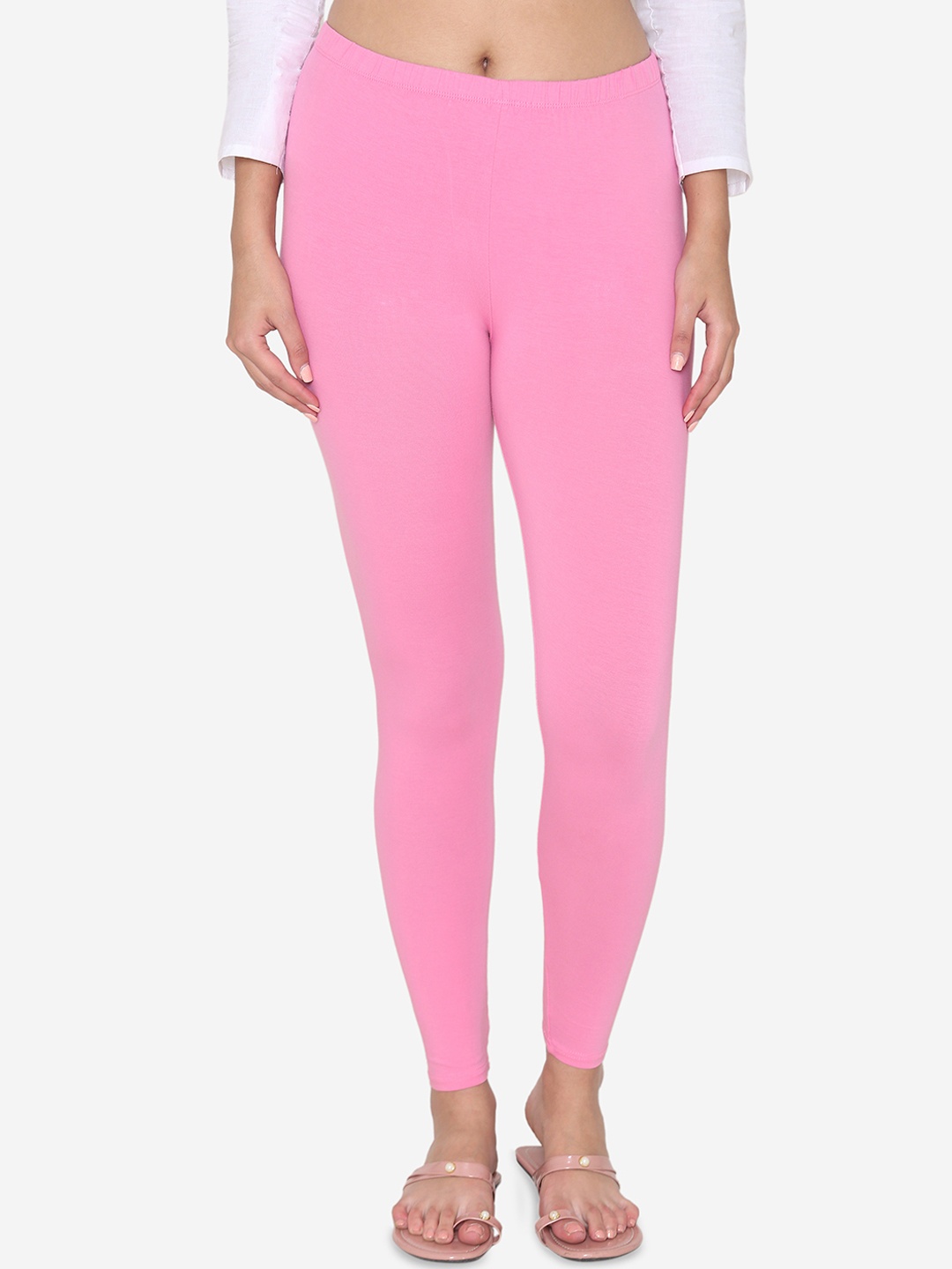 

Vami Women Pink Solid Ankle-Length Leggings