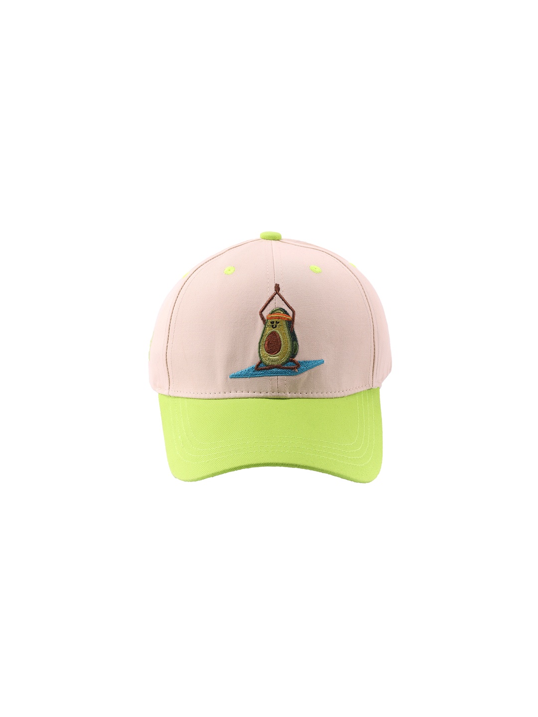 

Cap Shap Unisex Beige & Lime Green Embroidered Baseball Cap
