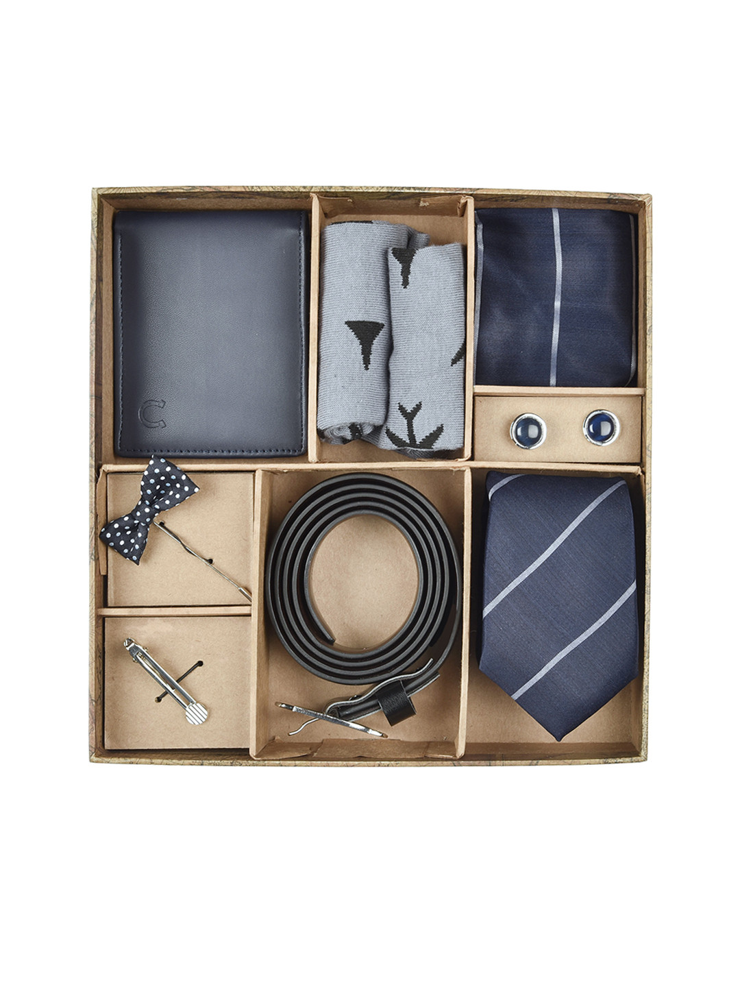 

Blacksmith Men Navy Blue & Grey Accessory Gift Set