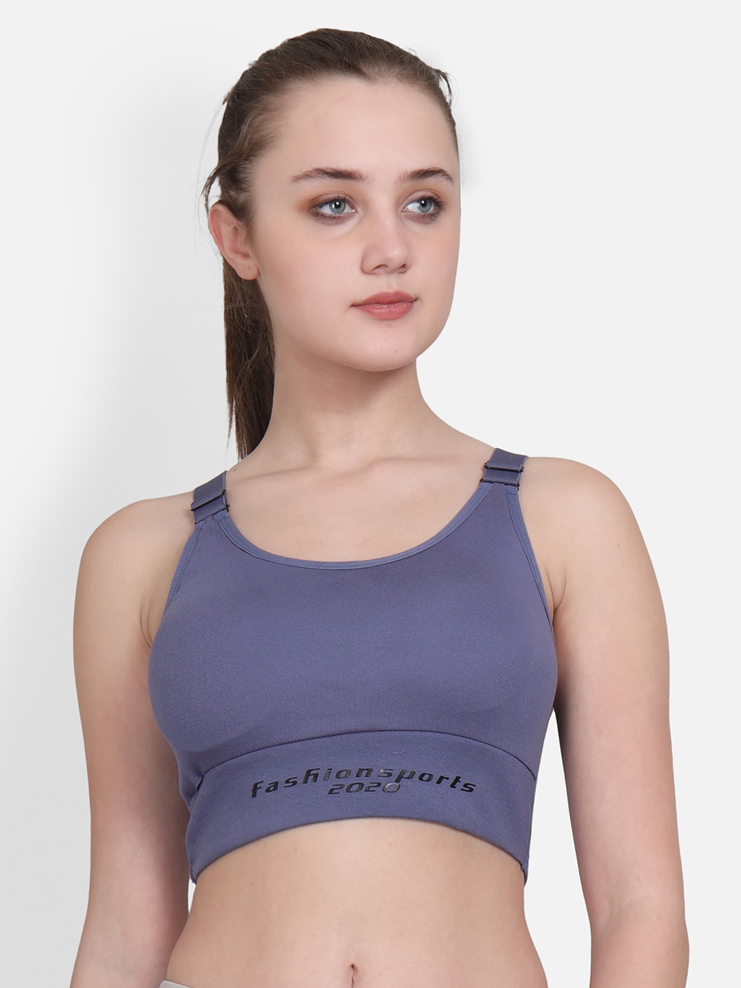 

Lebami Purple Solid Non-Wired Lightly Padded Sports Bra
