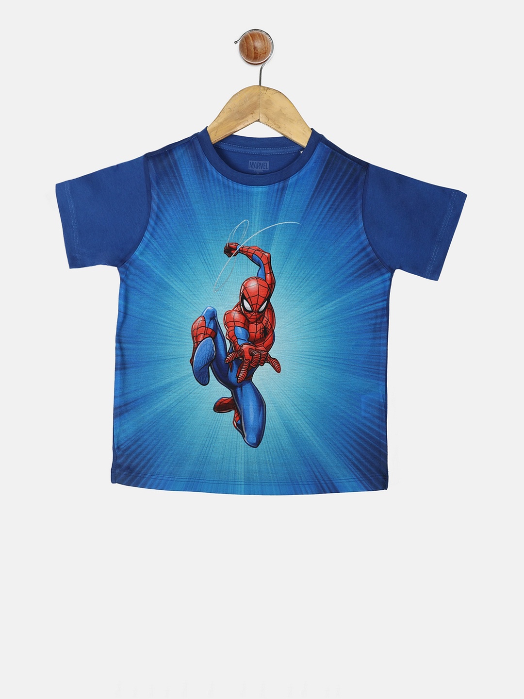 

YK Marvel Boys Blue Avengers Spiderman Print Round Neck T-shirt