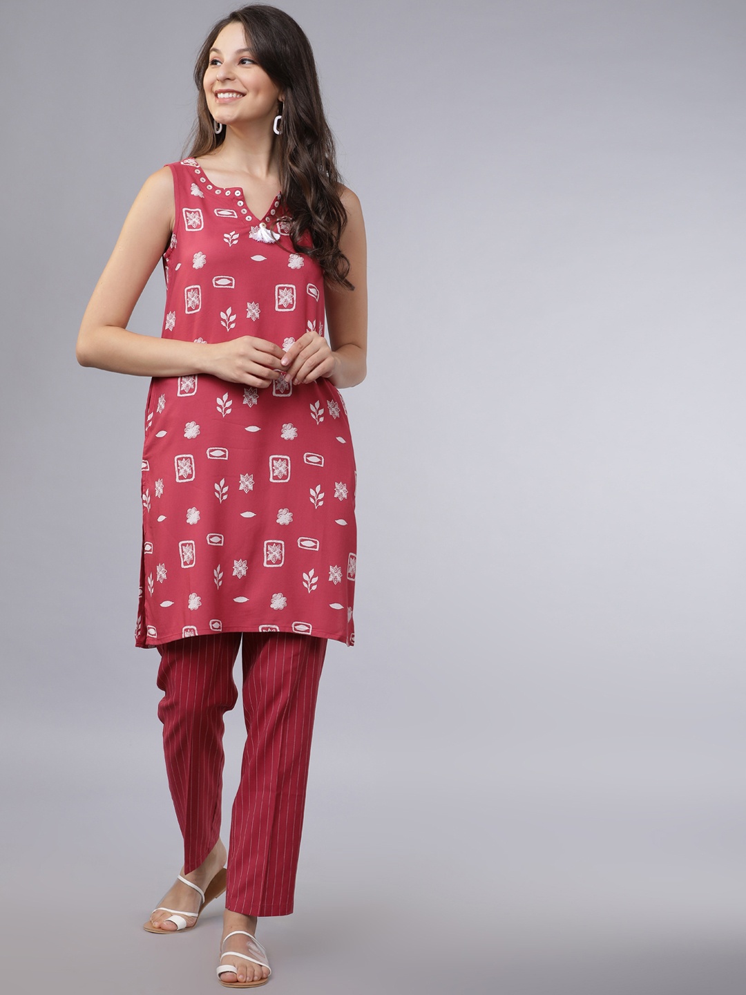 

Vishudh Women Pink Printed Tunic