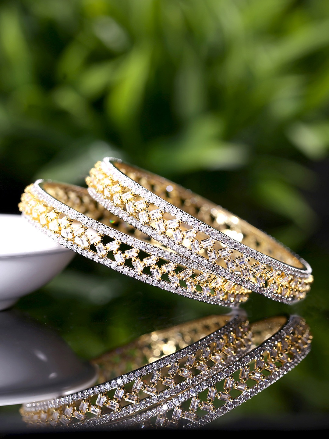 

Yellow Chimes Set Of 2 Gold-Plated White AD-Studded Handcrafted Bangles