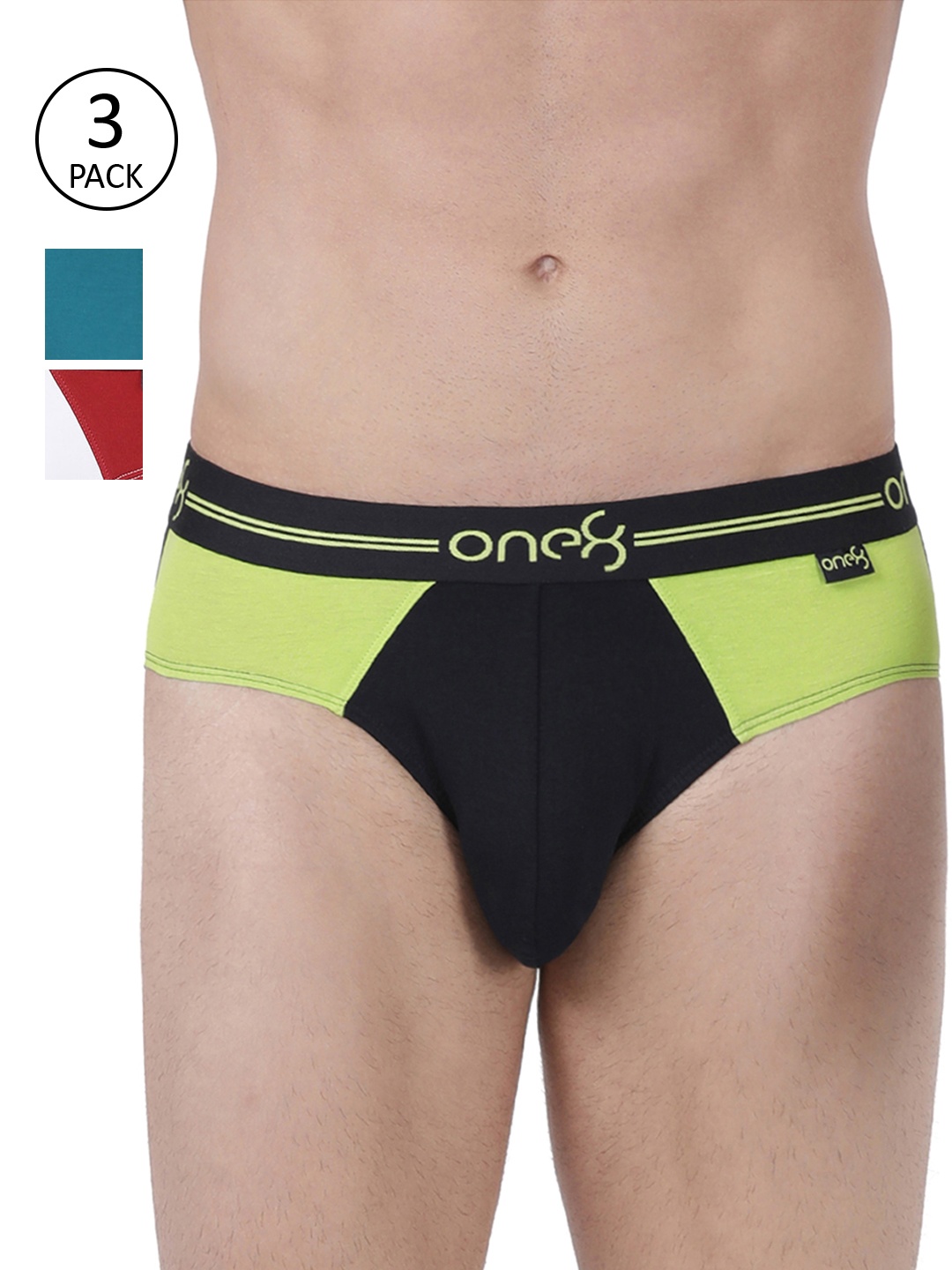 

one8 by Virat Kohli Men Pack Of 3 Colourblocked Premium Cotton Stretch Briefs204-PO3, Multi