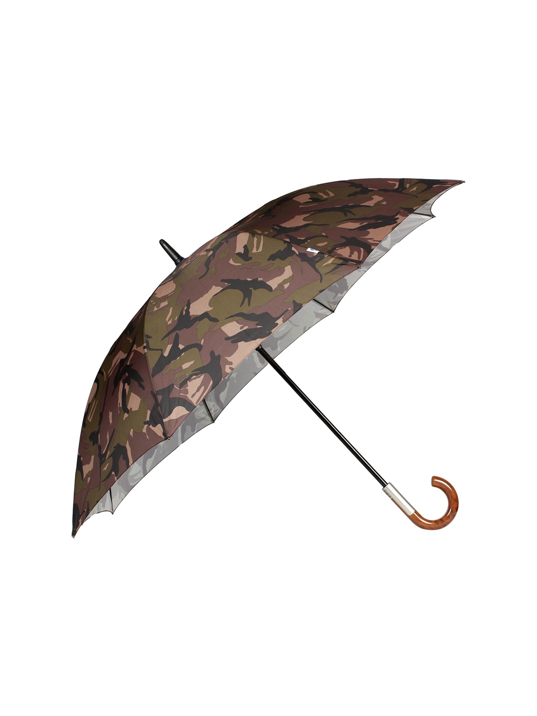 

Johns Unisex Brown & Green Camouflage Printed Uncle John Military Semi-Automatic Non-Foldable Stick Umbrella