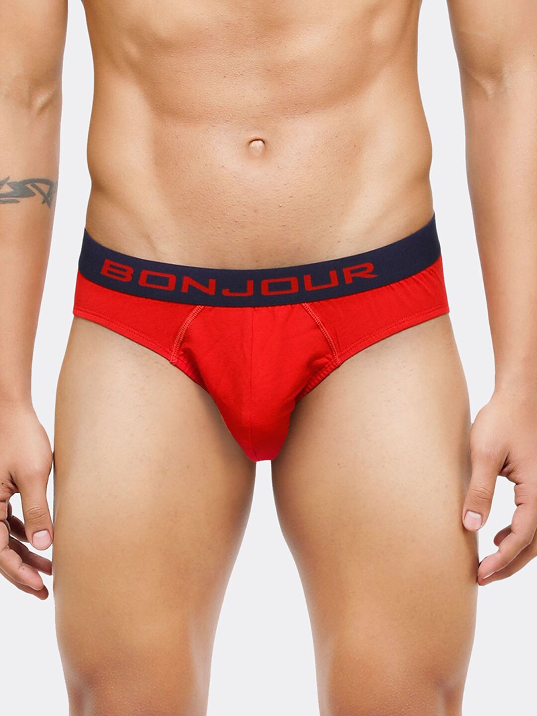 

Bonjour Men Red & Blue Solid Low-Rise Briefs RMA9S3803S-PO1-RD