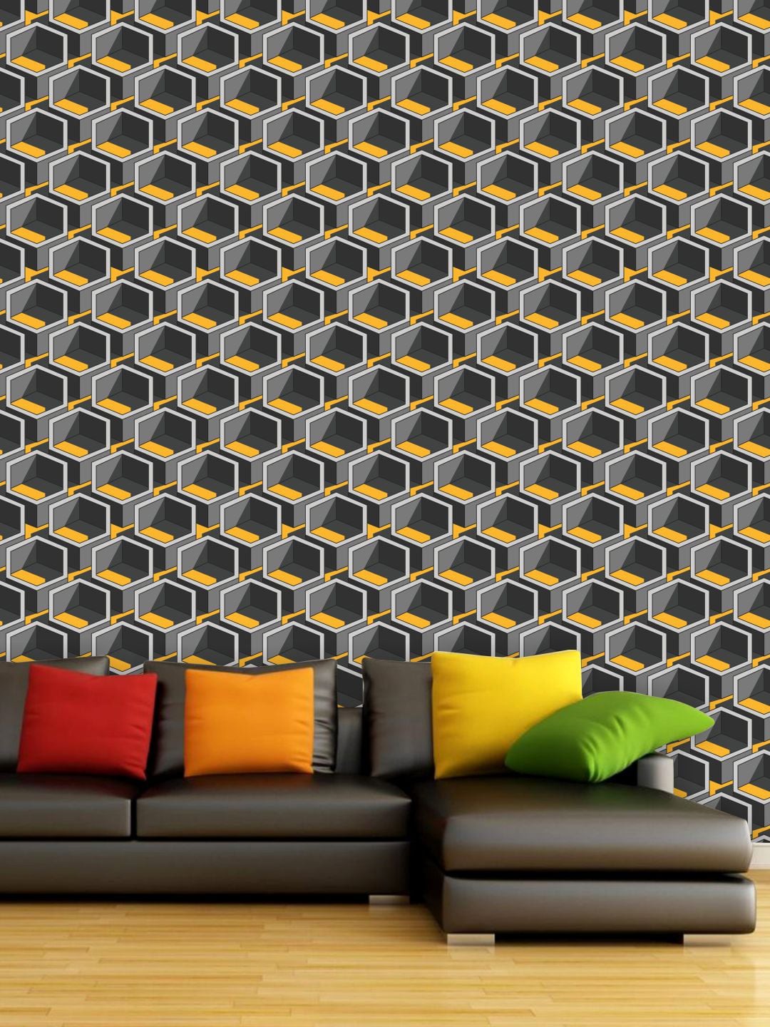

PAPER PLANE DESIGN Black & Yellow Geometric Waterproof Vinyl Wallpaper