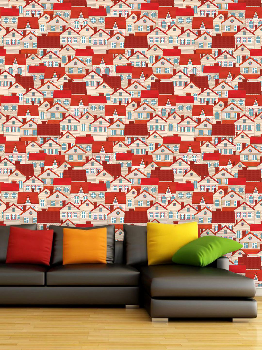 

PAPER PLANE DESIGN Red & Beige Abstract Waterproof Vinyl Wallpaper