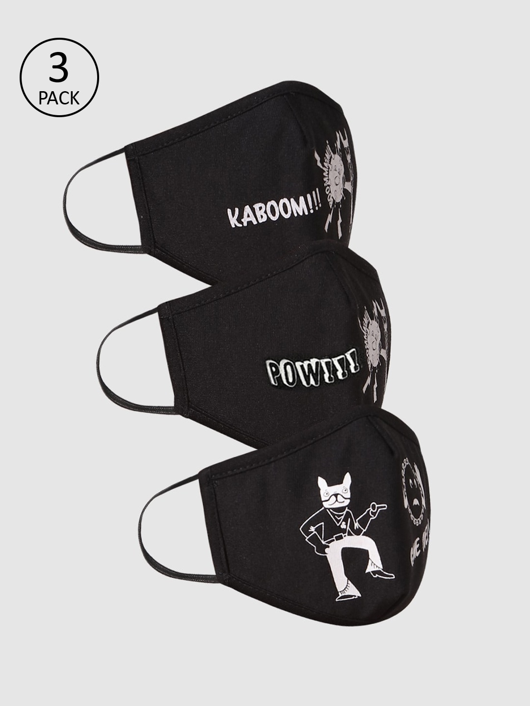 

Jack & Jones Men Black Pack of 3 Reusable 3-Ply Cloth Masks