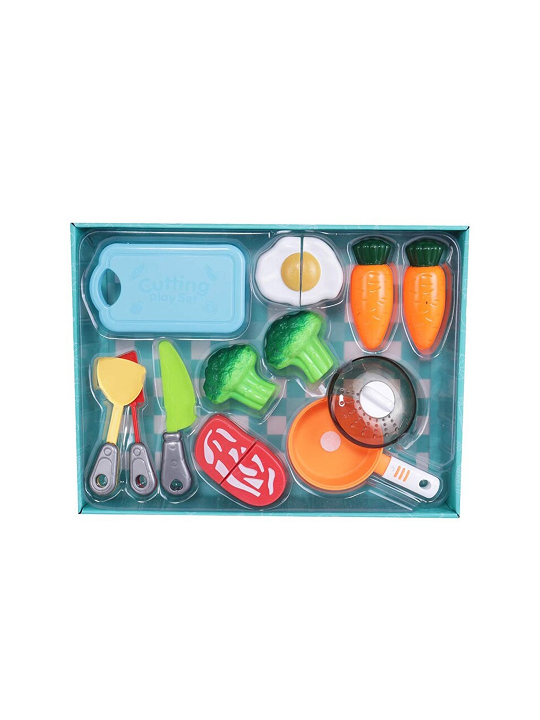 

Webby Kids Set of 12 Blue & Green DIY Cutting Food With Gas Stove Toys