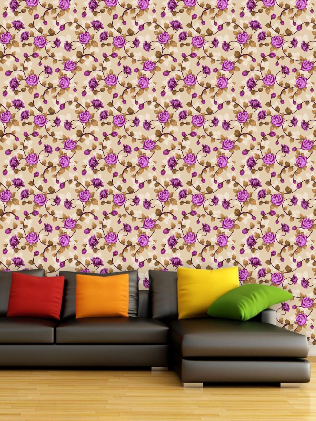 

PAPER PLANE DESIGN Beige & Purple Floral Waterproof Vinyl Wallpaper