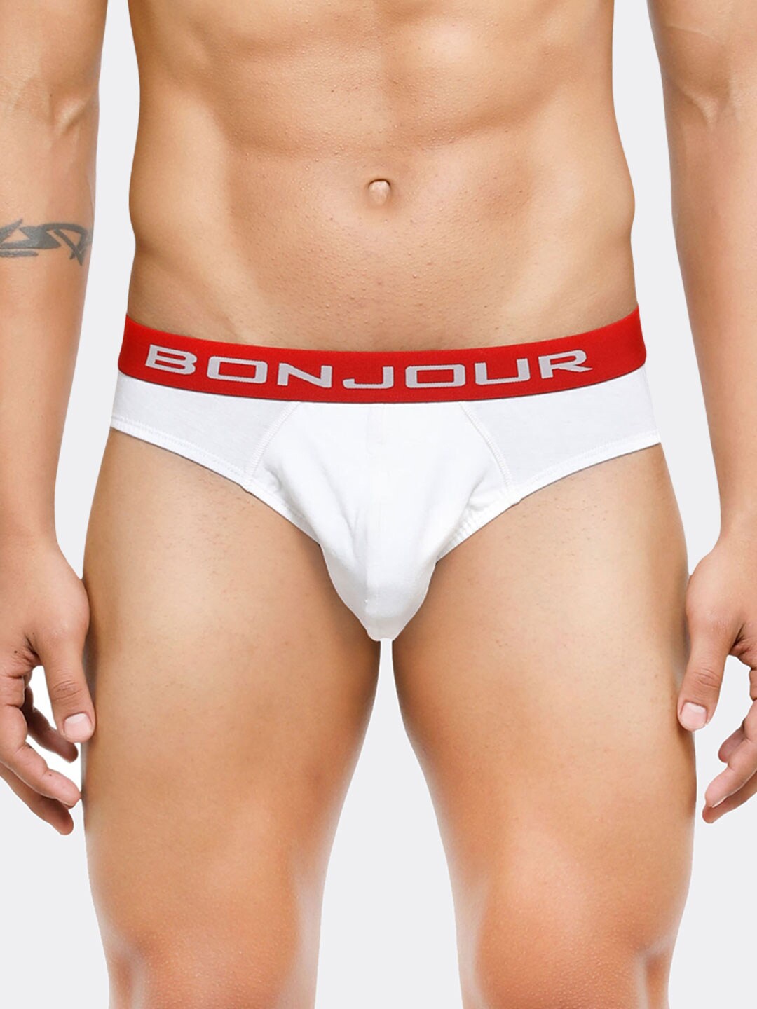 

Bonjour Men White & Red Solid Low-Rise Briefs RMA9S3803-PO1