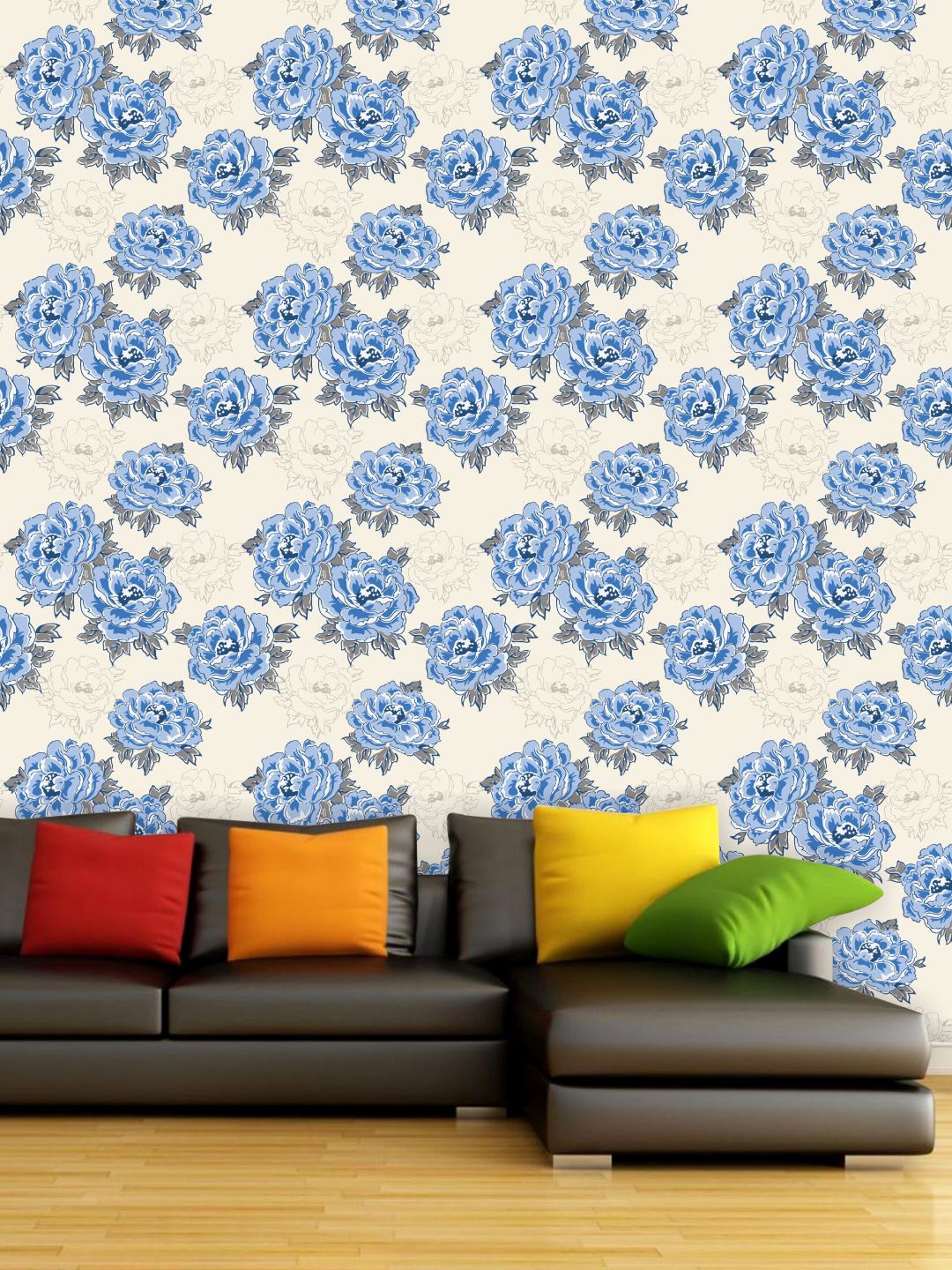 

PAPER PLANE DESIGN Beige & Blue Floral Waterproof Vinyl Wallpaper