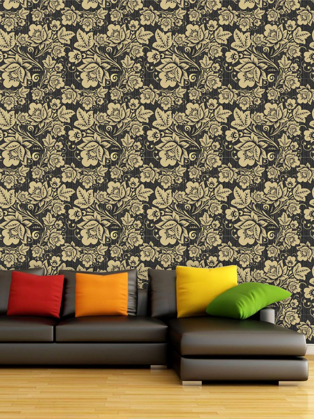 

PAPER PLANE DESIGN Black & Brown Floral Waterproof Vinyl Wallpaper