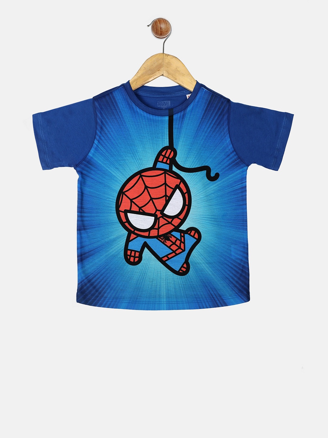 

YK Marvel Boys Blue & Red Avengers Spiderman Print Round Neck T-shirt