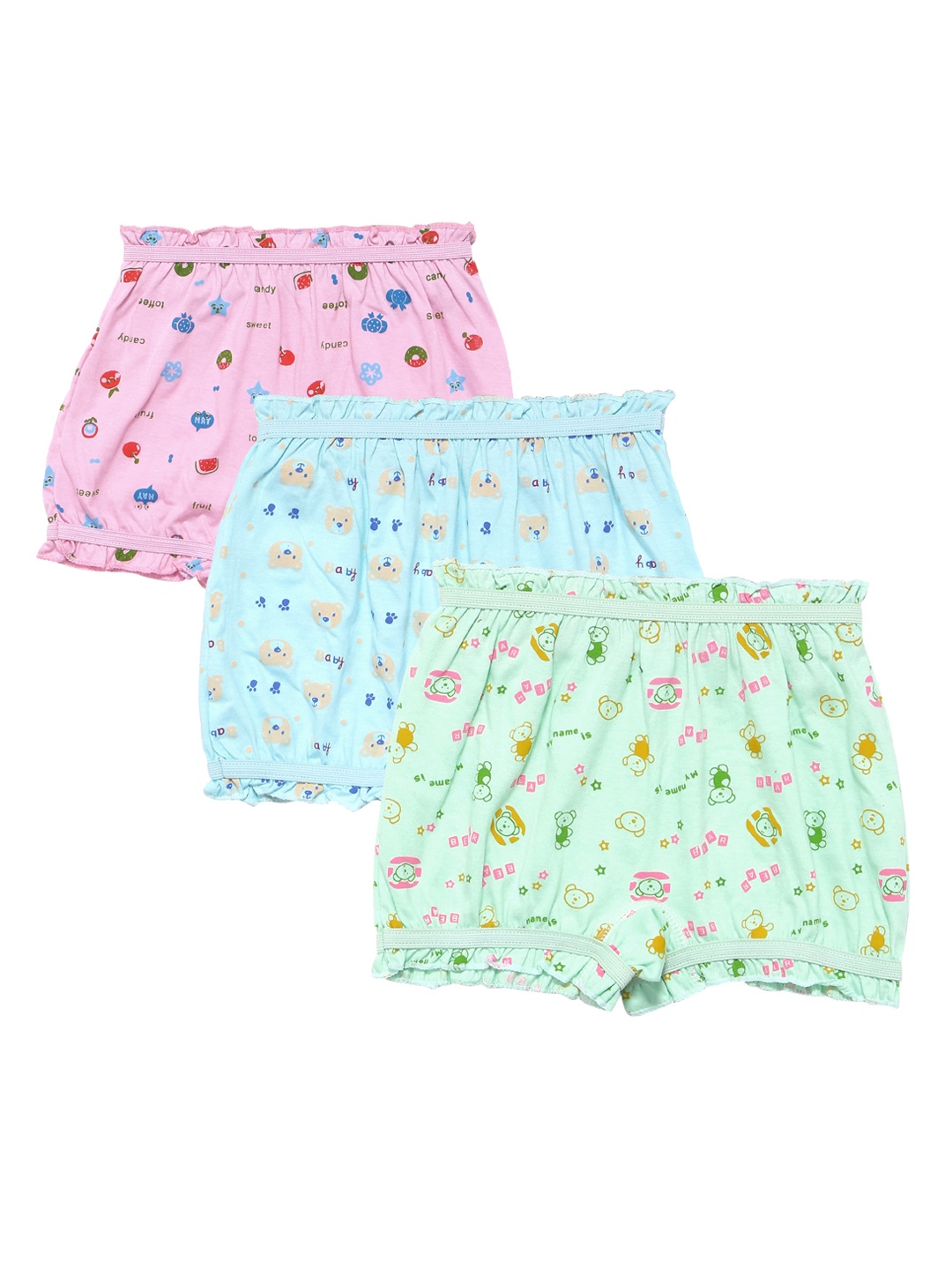 

YK Girls Pack of 3 Assorted Mid-Rise Bloomers YKNDIAMONDLC31A