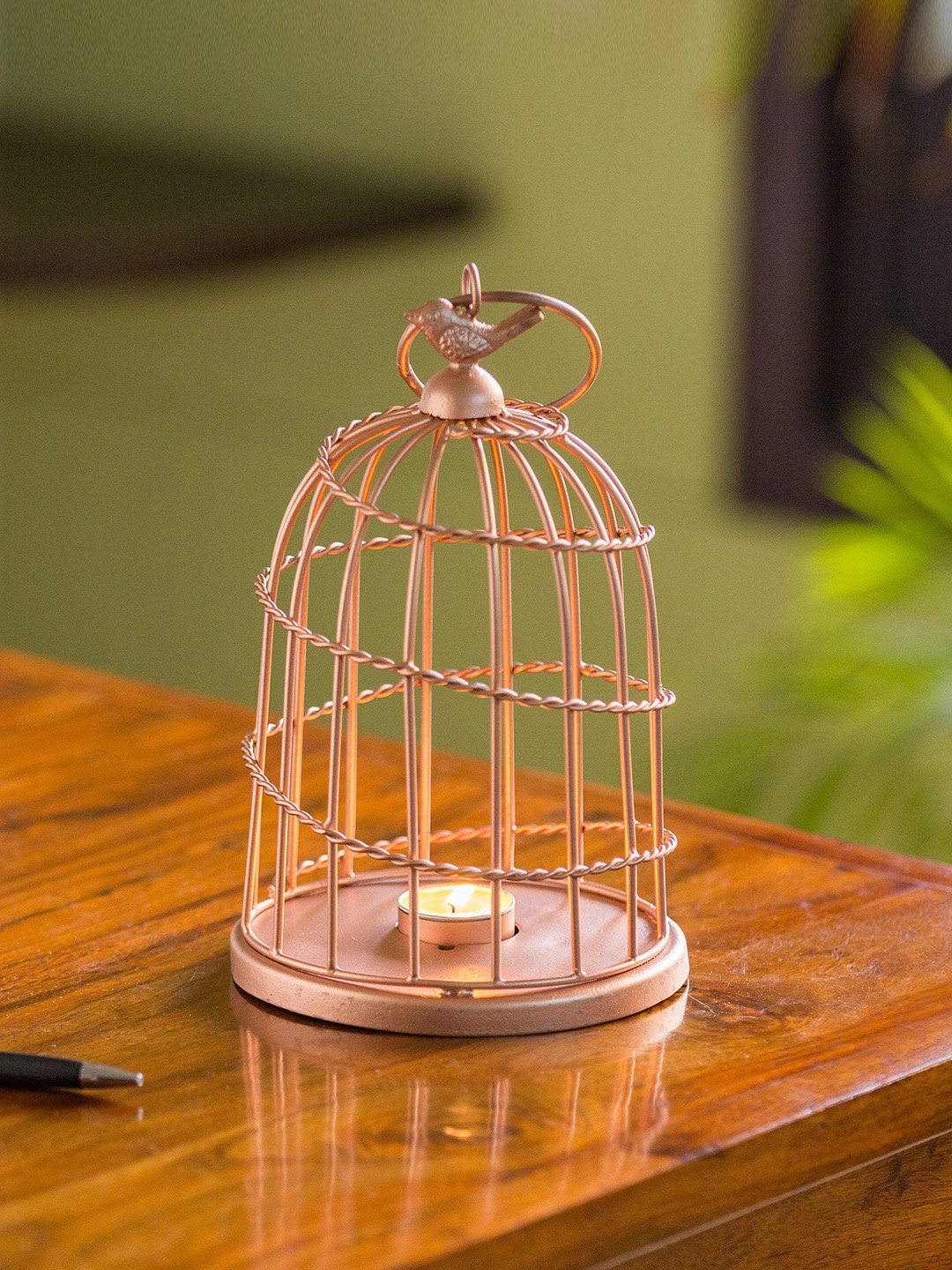 

ExclusiveLane The Bird Wired Go-Round Tea-Light Holder, Copper