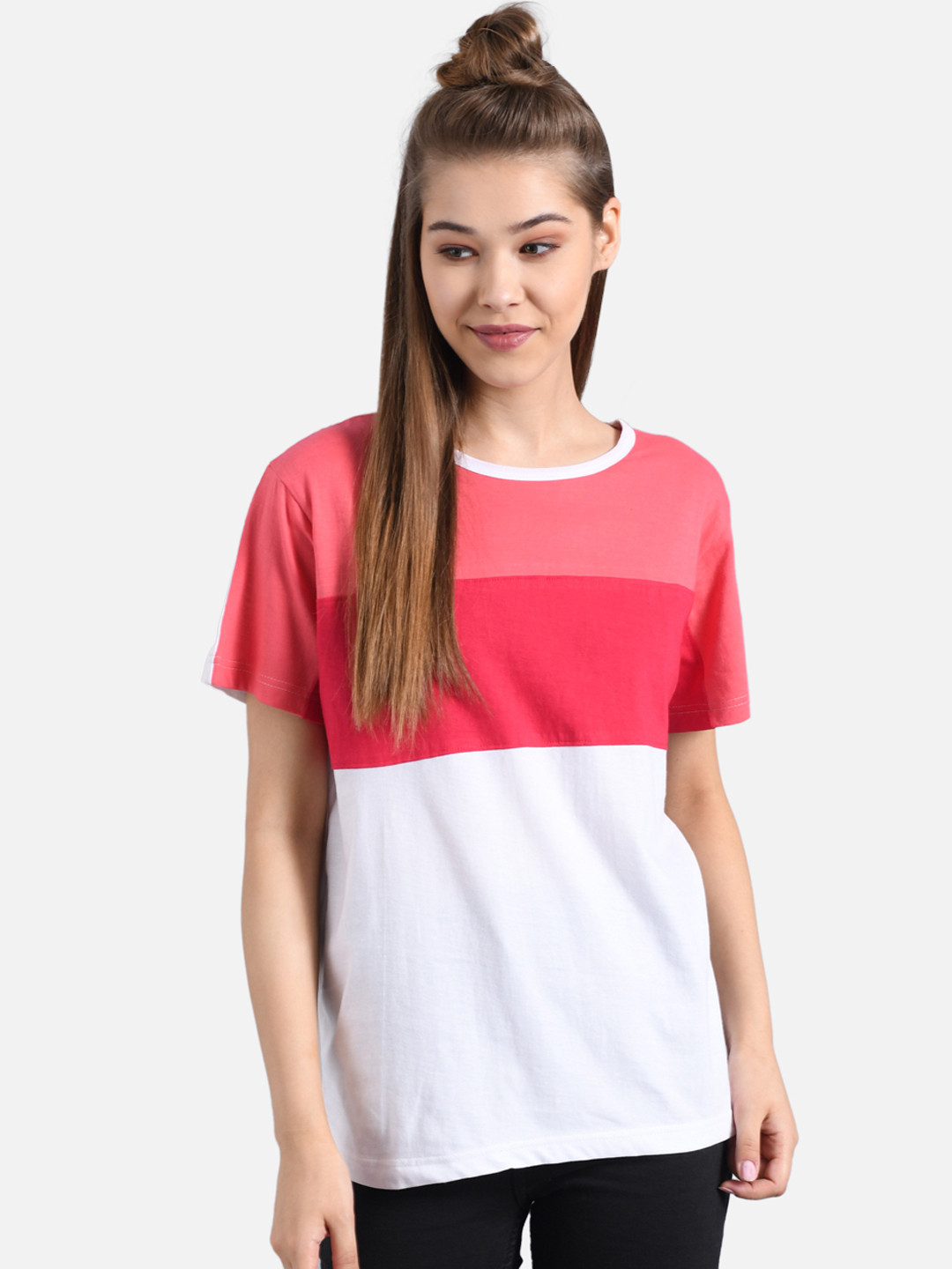 

Kotty Women Multicoloured Colourblocked Round Neck T-shirt, Multi