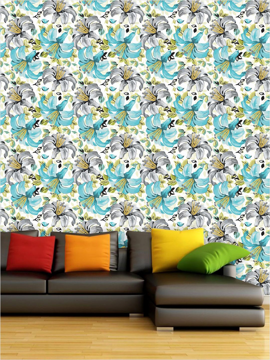 

PAPER PLANE DESIGN Blue & Grey Floral Waterproof Vinyl Wallpaper