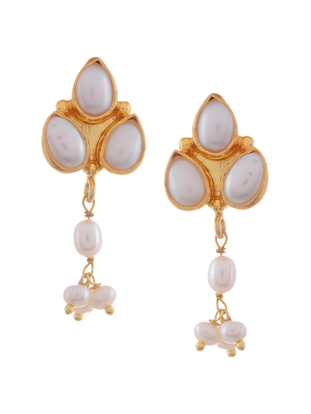 

Silvermerc Designs Gold & White Drop Earrings