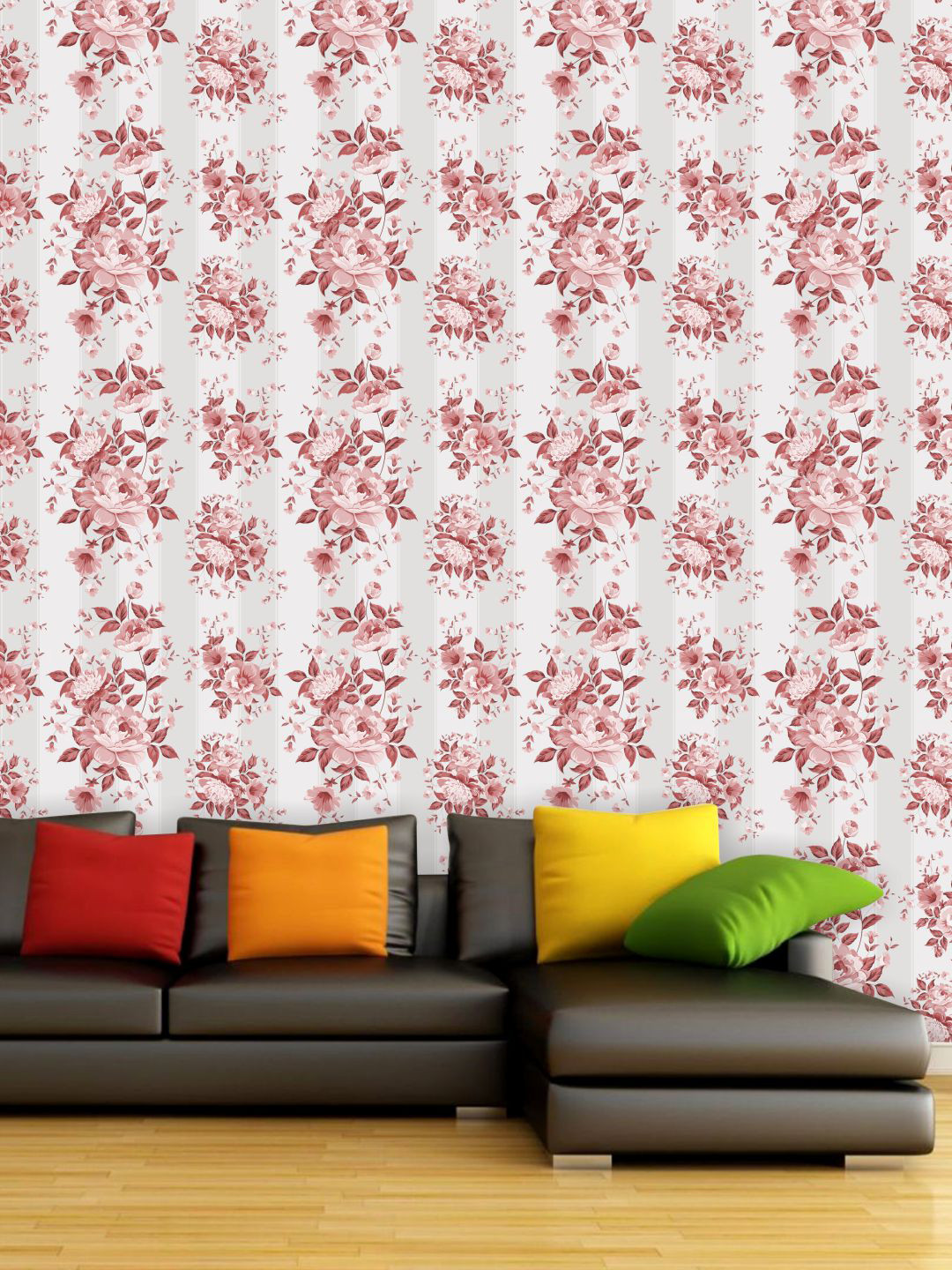 

PAPER PLANE DESIGN Grey & Pink Floral Waterproof Vinyl Wallpaper