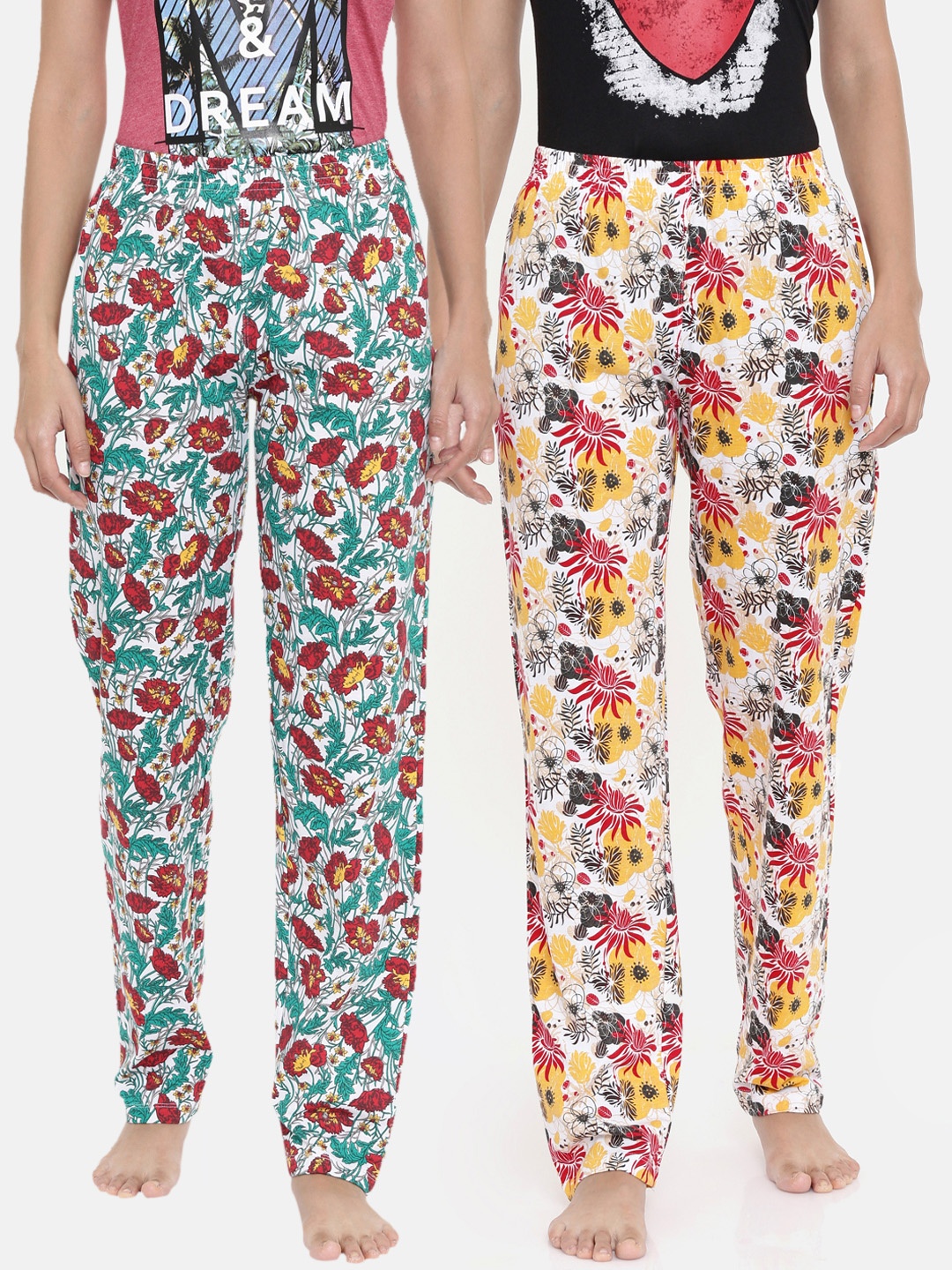 

zebu Women Pack Of 2 Printed Lounge Pants, White