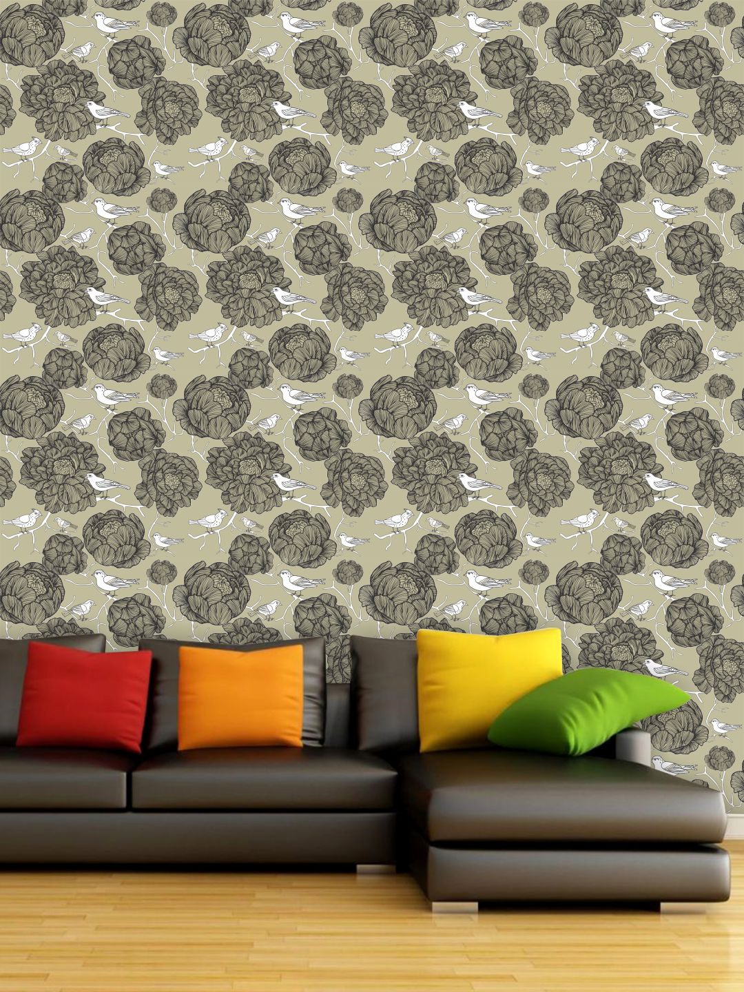 

PAPER PLANE DESIGN Green & Grey Floral Waterproof Vinyl Wallpaper