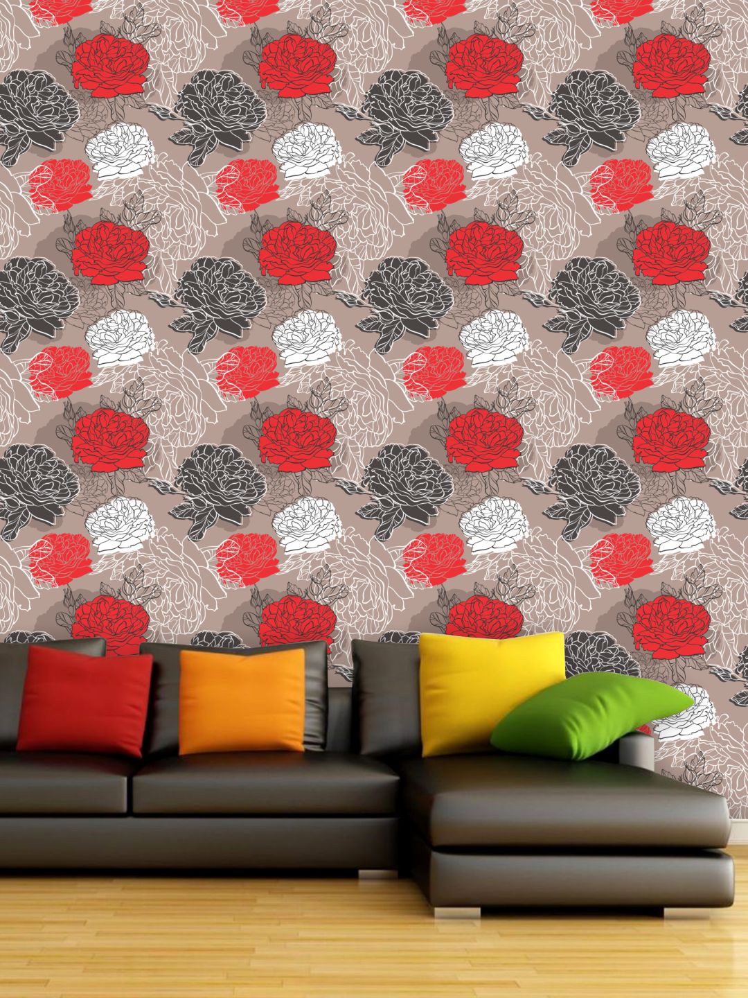 

PAPER PLANE DESIGN Red & Black Floral Waterproof Vinyl Wallpaper