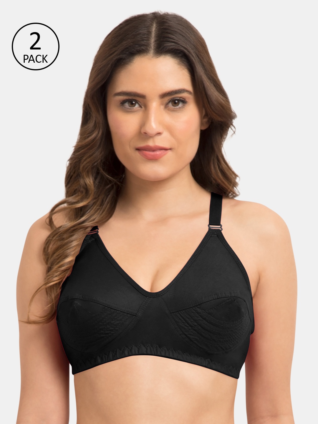 

Rajnie Black Solid Non-Wired Non Padded Everyday Bra RJ659BL