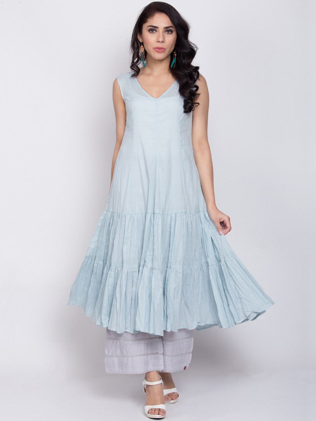

Biba Women Blue Solid A-Line Kurta