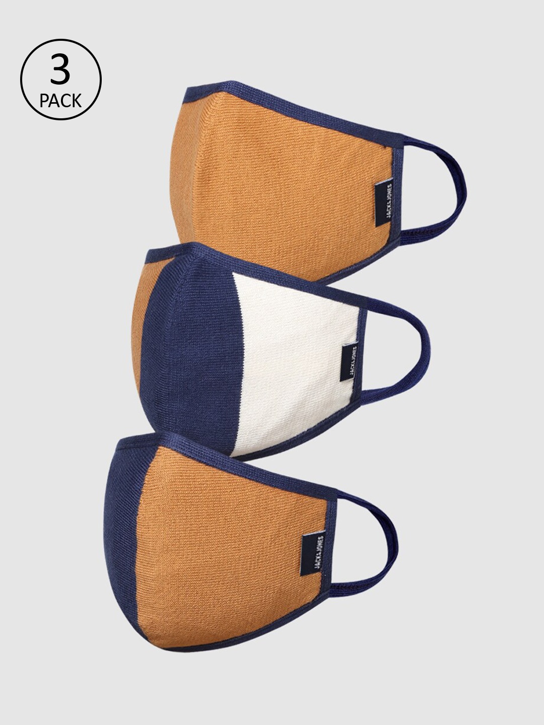 

Jack & Jones Men 3 Pcs Colourblocked 3-Ply Reusable Cloth Masks, Mustard