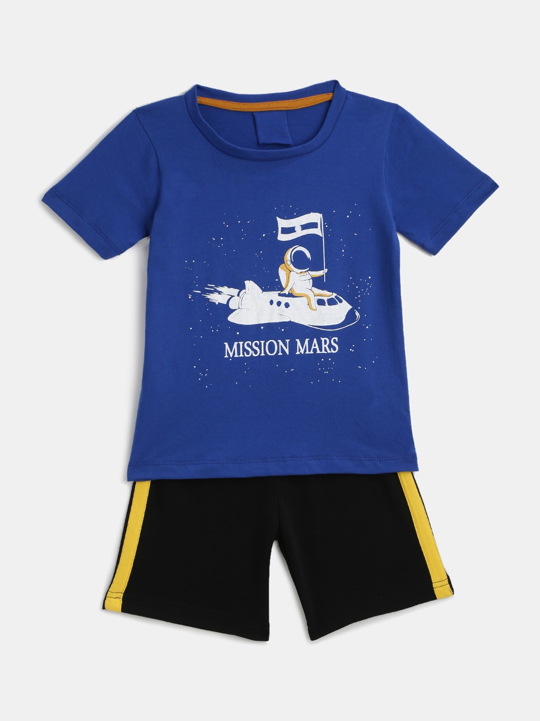 

KIDSCRAFT Boys Blue & Black Printed T-shirt & Shorts