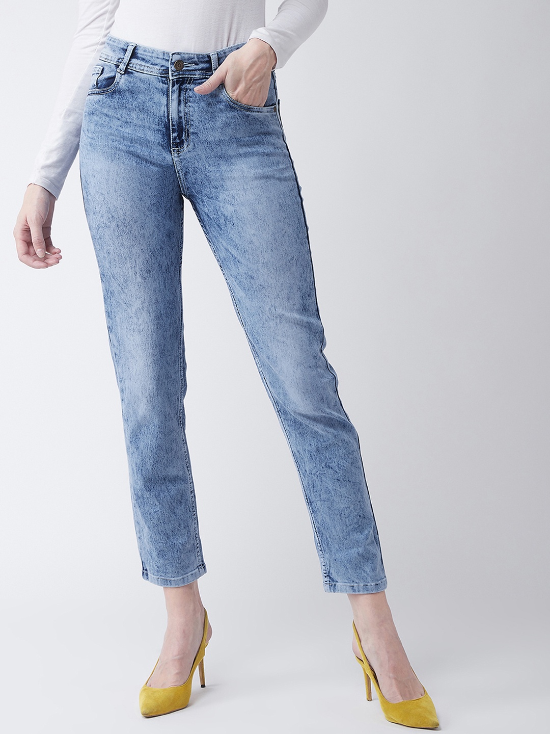 

Miss Chase Women Blue Slim Fit High-Rise Clean Look Jeans