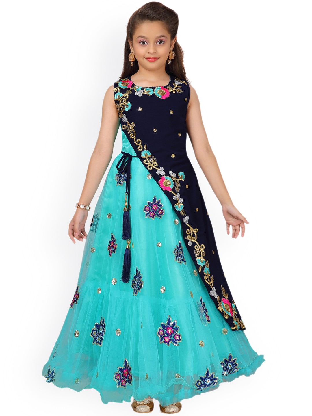 

Aarika Girls Green & Black Embellished Maxi Dress