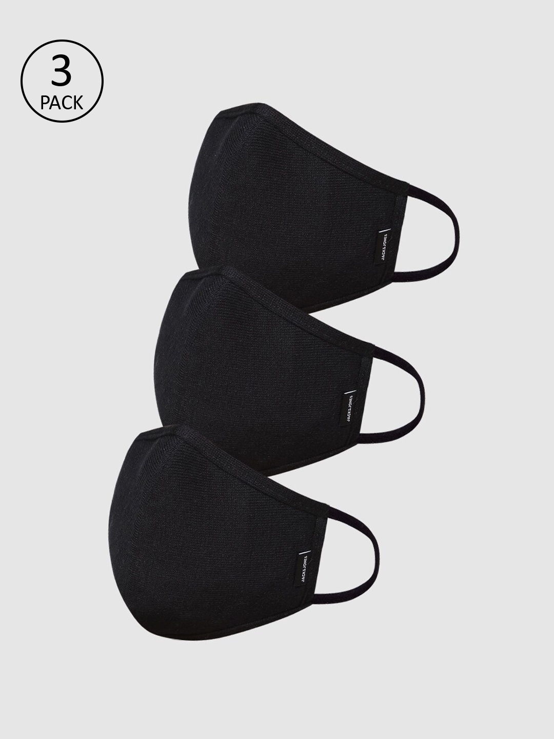 

Jack & Jones Men Black 3 Pcs 3-Ply Reusable Protective Masks