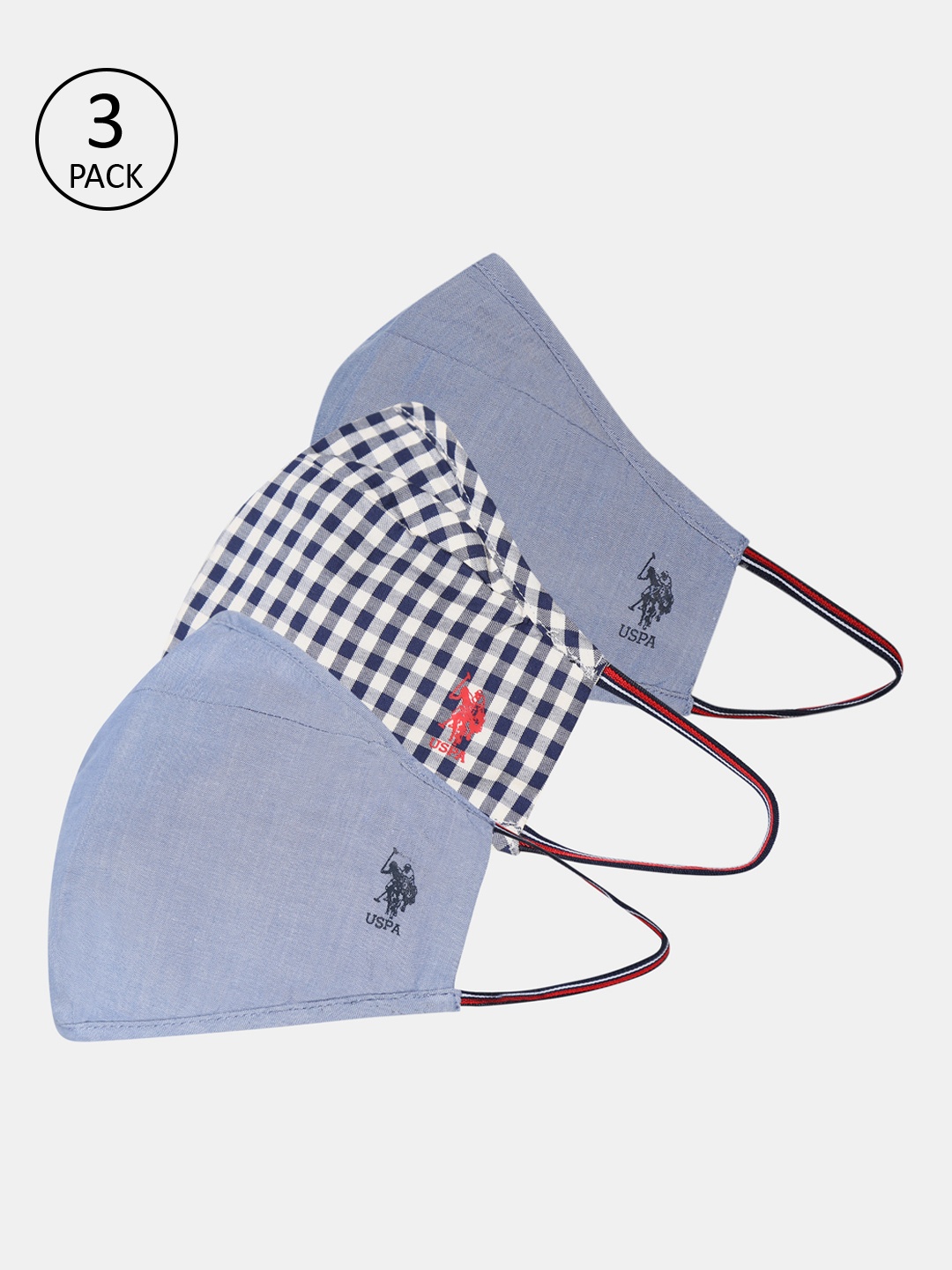 

U.S. Polo Assn Unisex Assorted 3Pcs 3Ply Reversible Protective Outdoor Face Masks