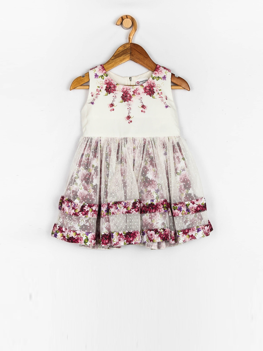 

Peppermint Girls Off-White Printed Fit and Flare Dress