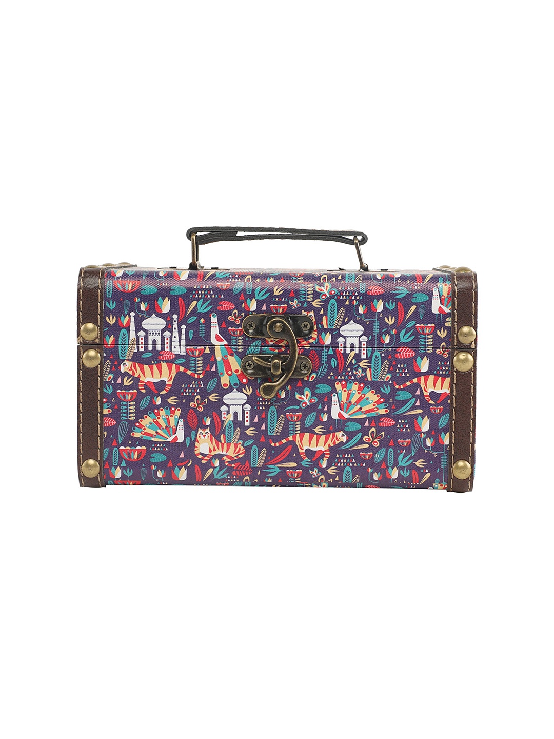 

Chumbak Purple & Red Printed Small A Story In Stripes Suitcase