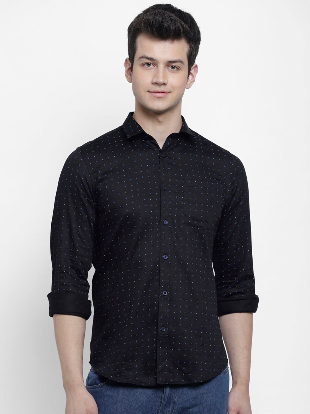 

cape canary Men Black Regular Fit Printed Casual Shirt