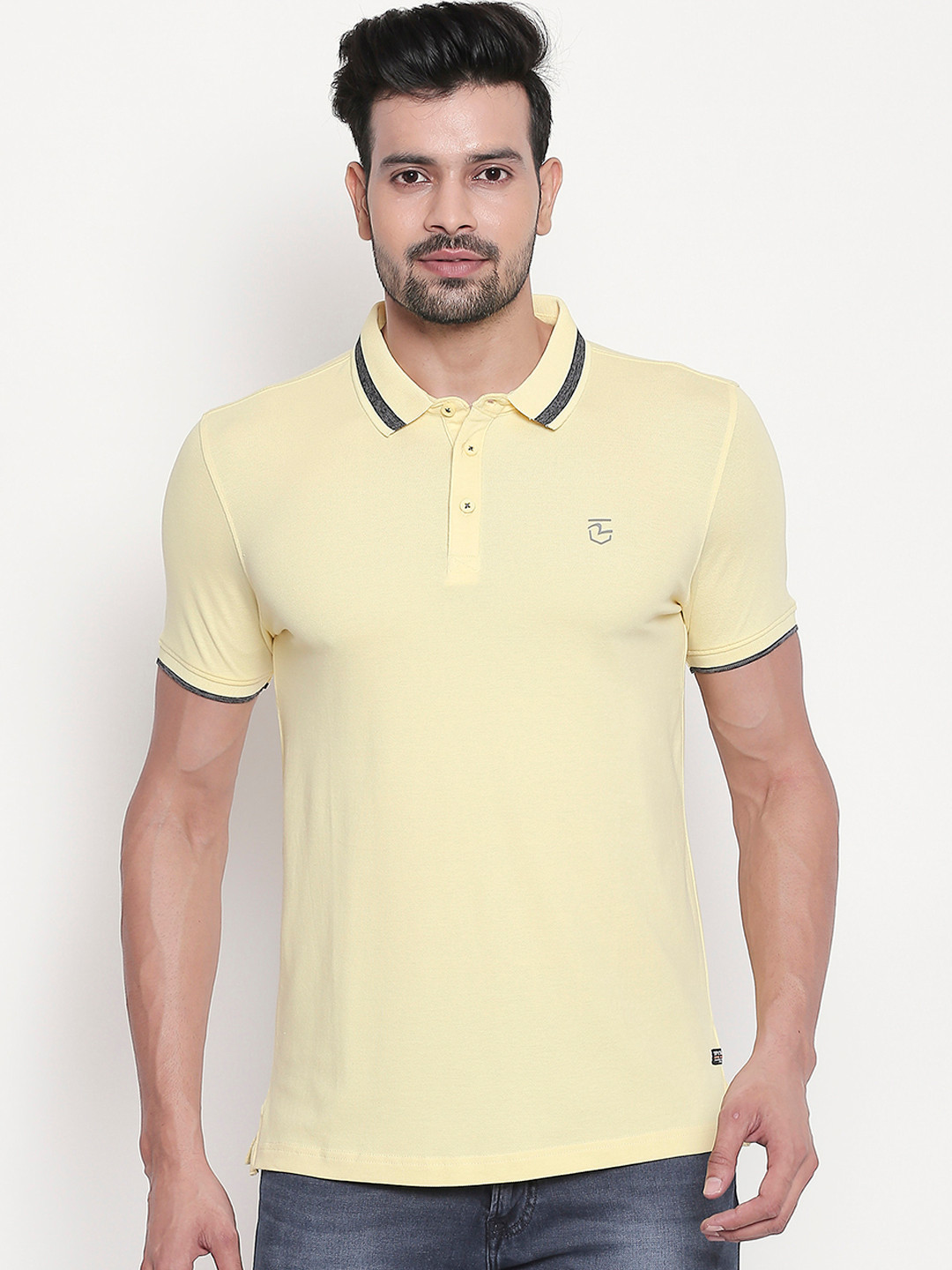 

SPYKAR Men Yellow Solid Polo Collar T-shirt
