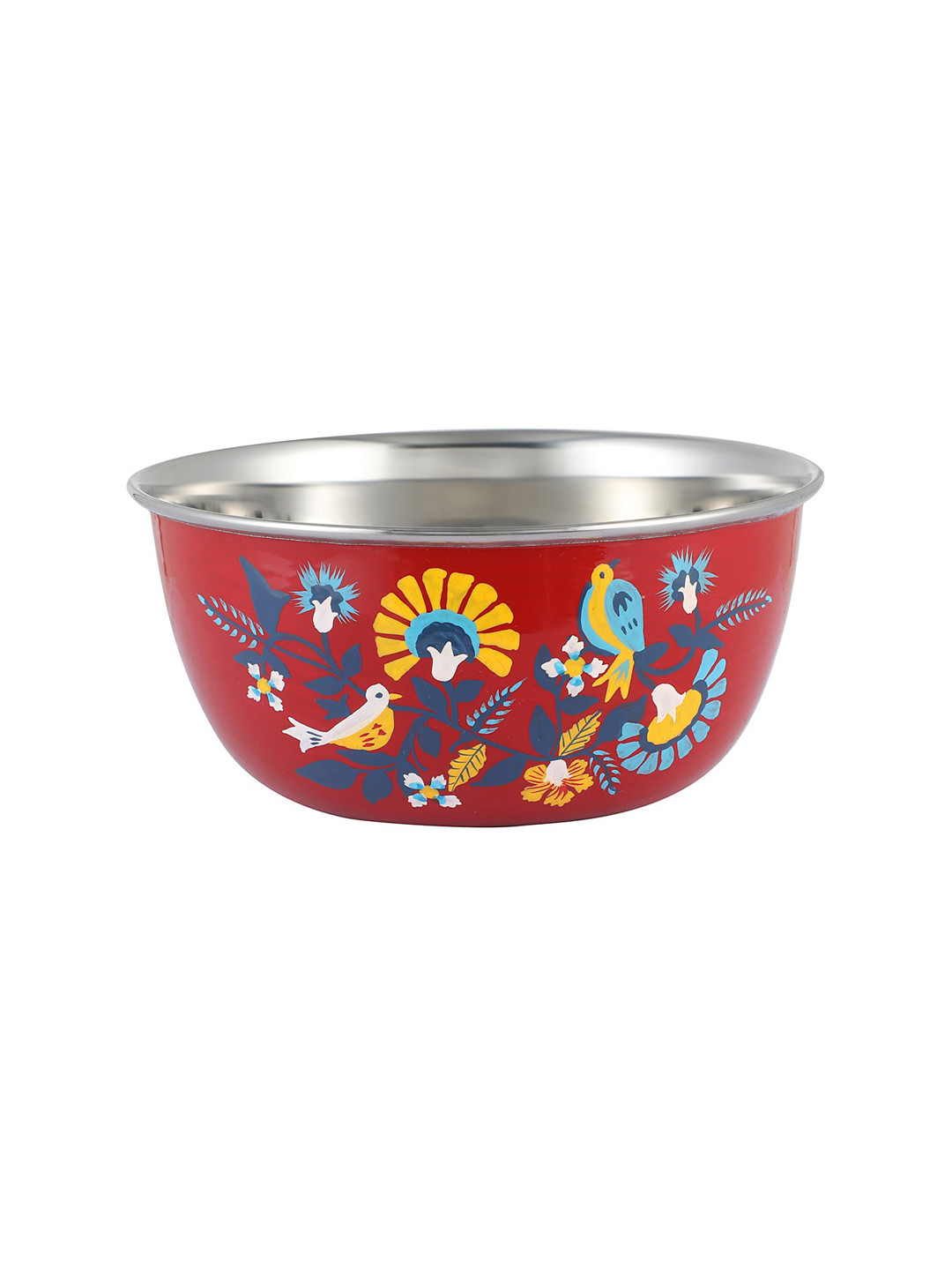 

Chumbak Red & Blue Printed Motley Array Of Birds Steel Bowl